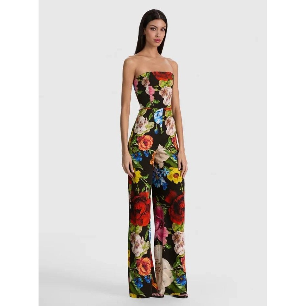Alice + Olivia Jumpsuit Endless Blossom Black Floral 4 NWT $595 MSRP